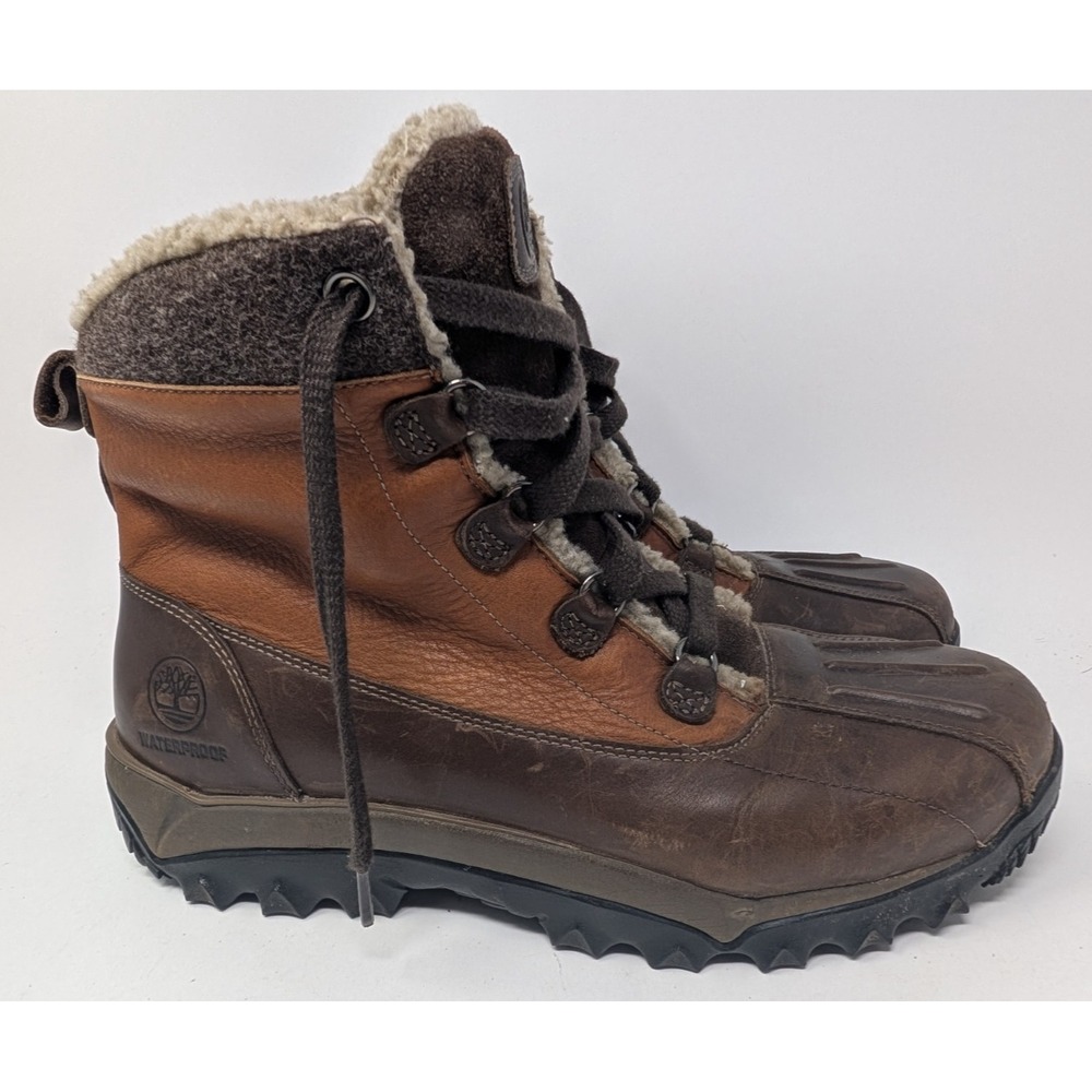 Timberland Boots Mens Size 12 Woodbury Faux Shearling Waterproof Brown